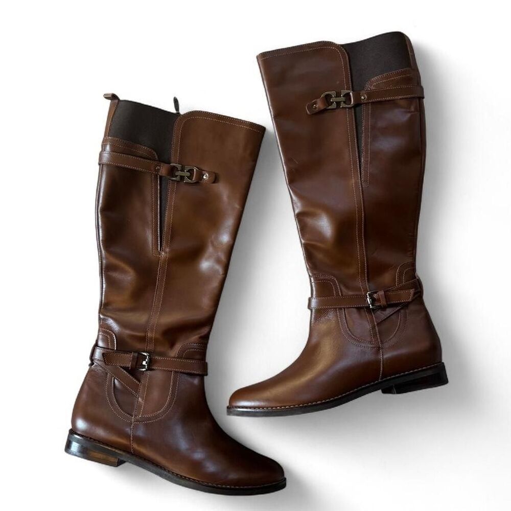 Hush Puppies Women's Brown Riding Style Buckle Boots